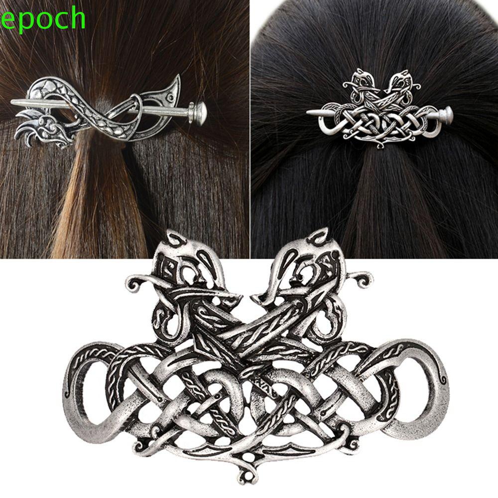 EPOCH Trâm Cài Tóc Bằng Kim Loại Phong Cách Viking Thời Trang Dành Cho Nam