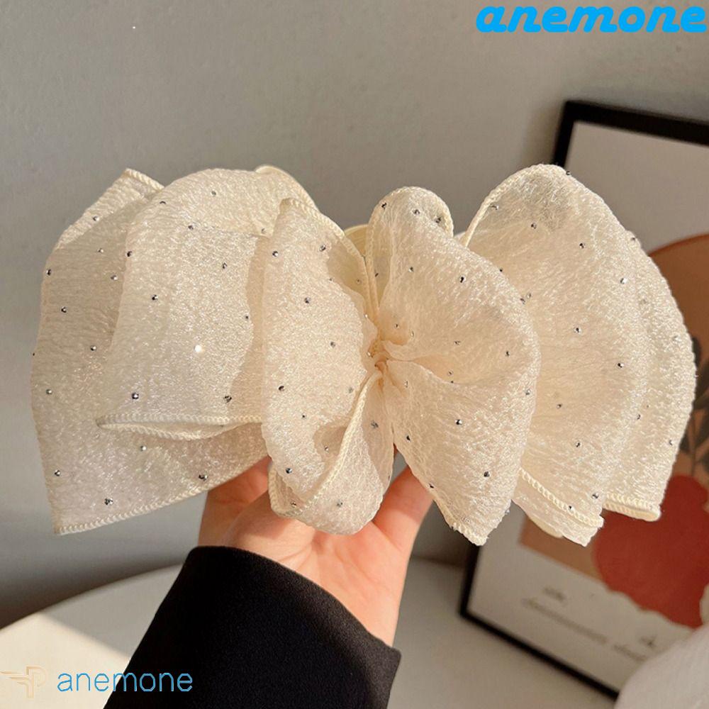 ANEMONE Kẹp Tóc Nơ Họa Tiết Chấm Bi Phong Cách Hàn Quốc Thời Trang