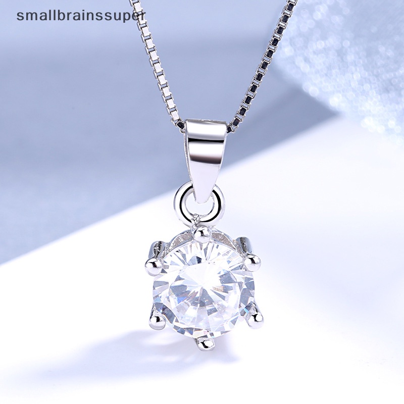 Smallbrainssuper Vòng cổ Bạc Nhẹ Thanh Lịch Sáu Prong Micropaved Zircon Dành Cho Nữ SBS