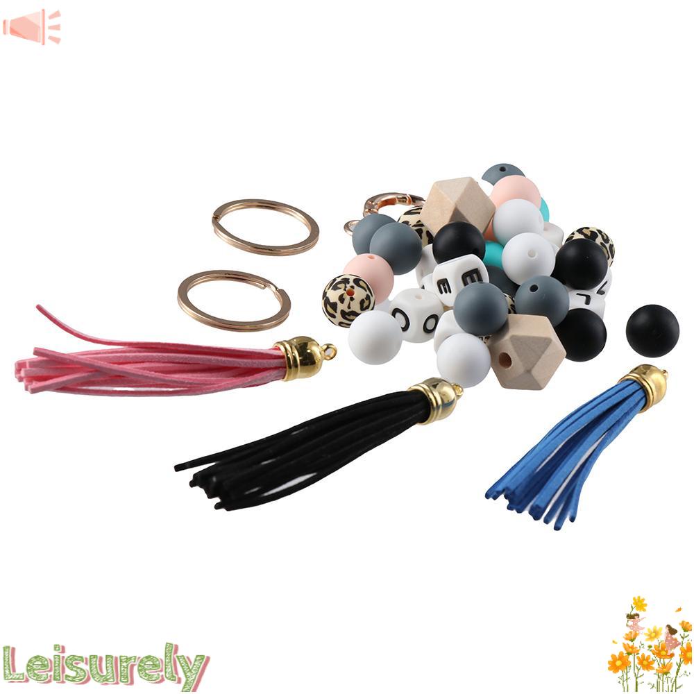 LEILY Bộ 84 Hạt Silicone Xâu Chuỗi Làm Vòng Đeo Tay