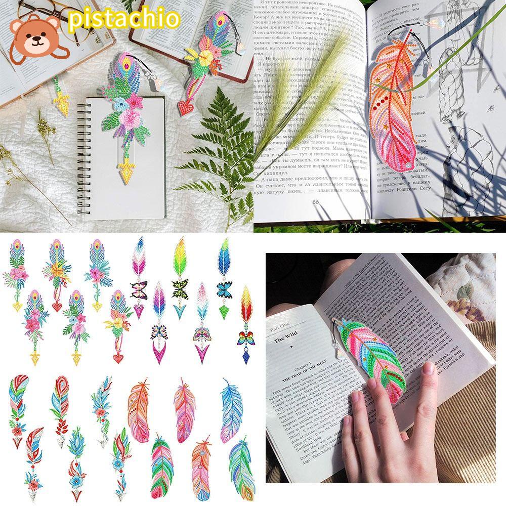 PISTA Set 6 Thẻ Đánh Dấu Trang Sách Hình Lông Vũ