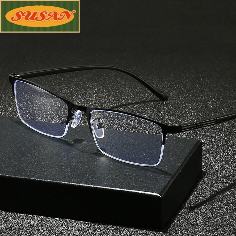 SUSANS Kính Đọc Sách Nửa Gọng Đơn Giản Chống Ánh Sáng Xanh Phong Cách Vintage