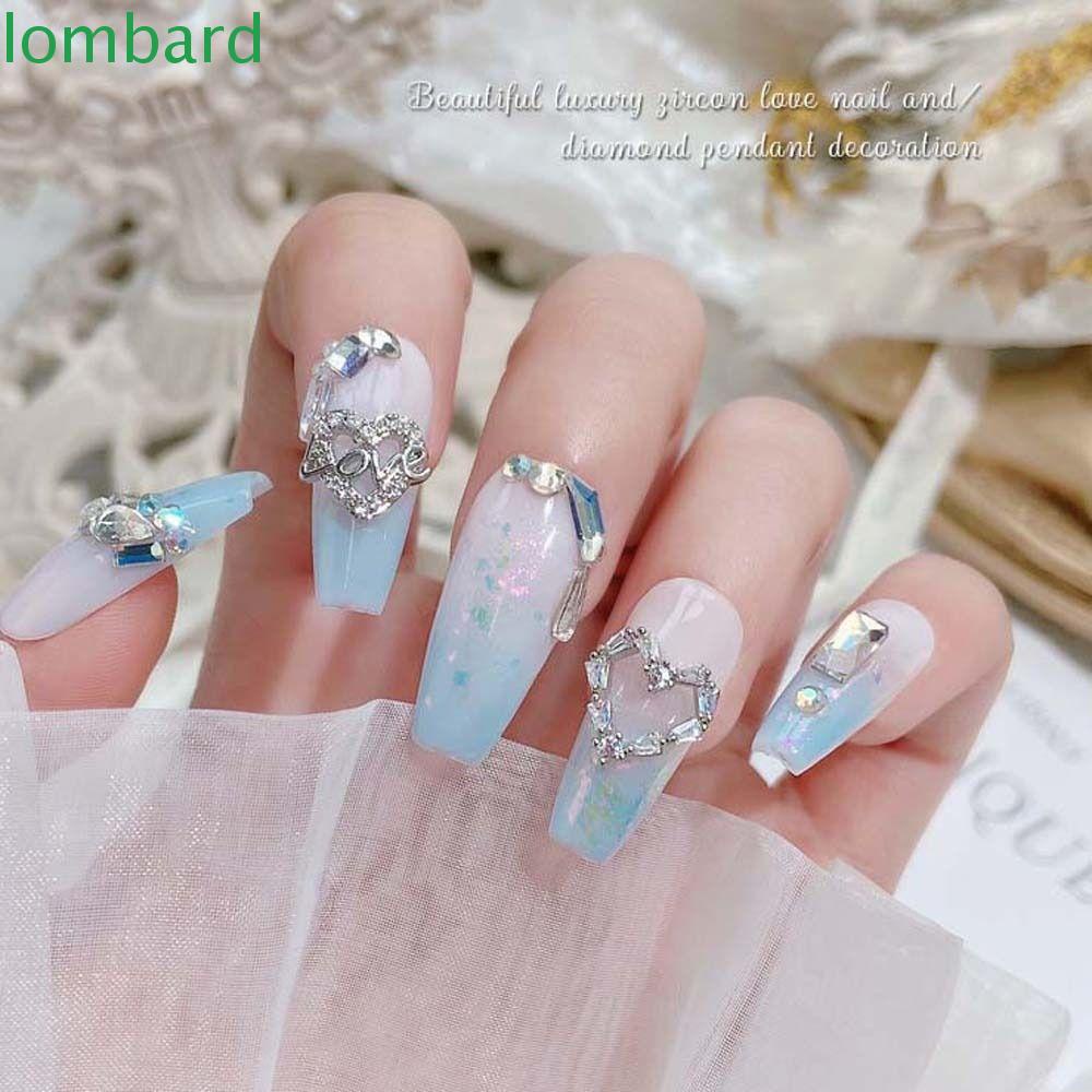 LOMBARD Phụ Kiện Trang Trí Móng Tay Hình Trái Tim Xinh Xắn