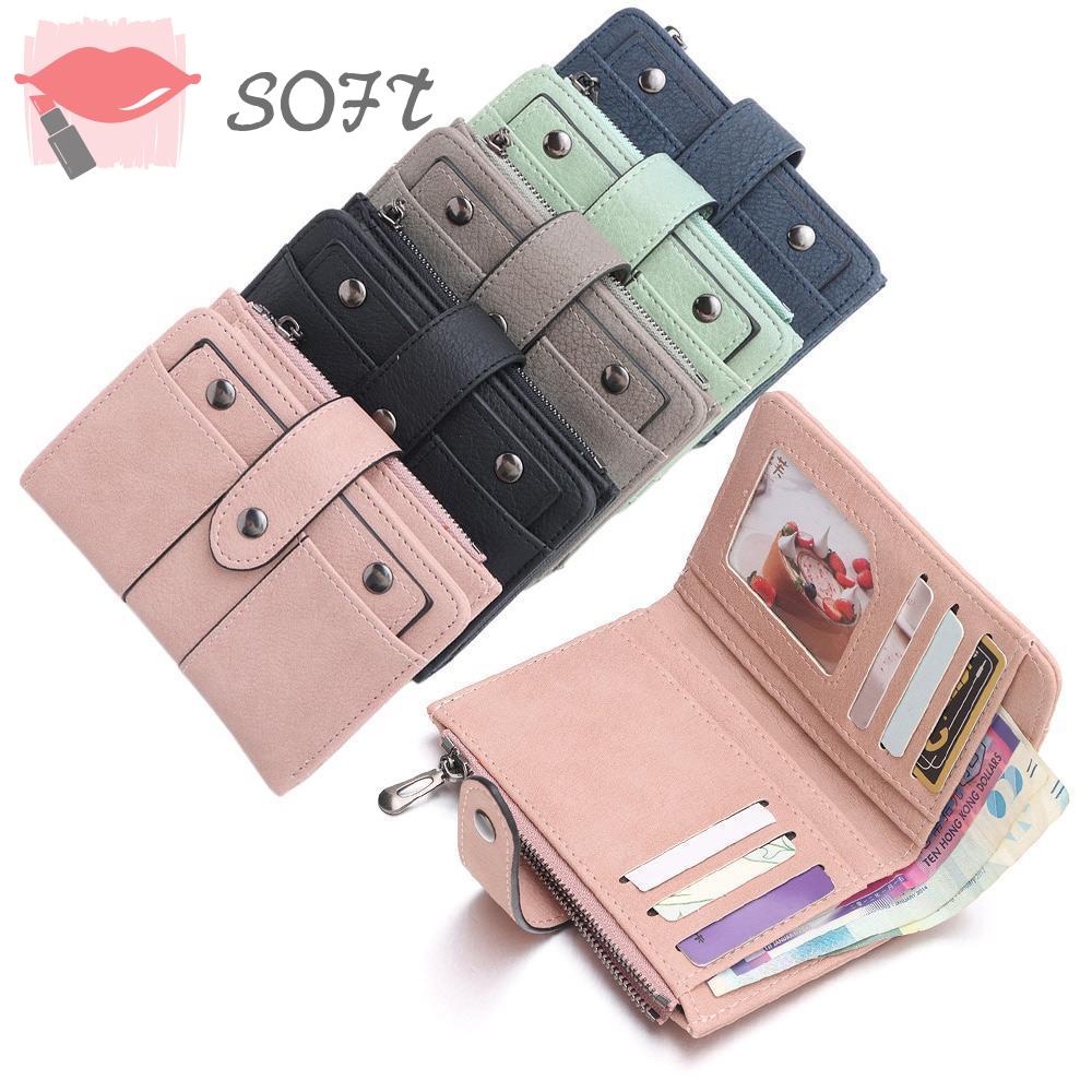 SOFTNESS Ví Nữ Gập Gọn Đính Đinh Tán Thời Trang