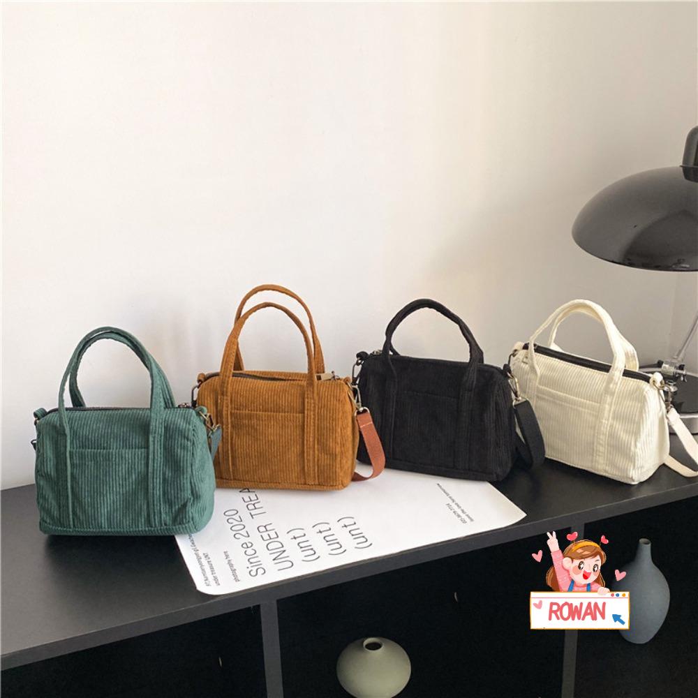 ROWANS Túi Xách Mini Bằng Vải Nhung Có Khóa Kéo Phong Cách Retro Mới