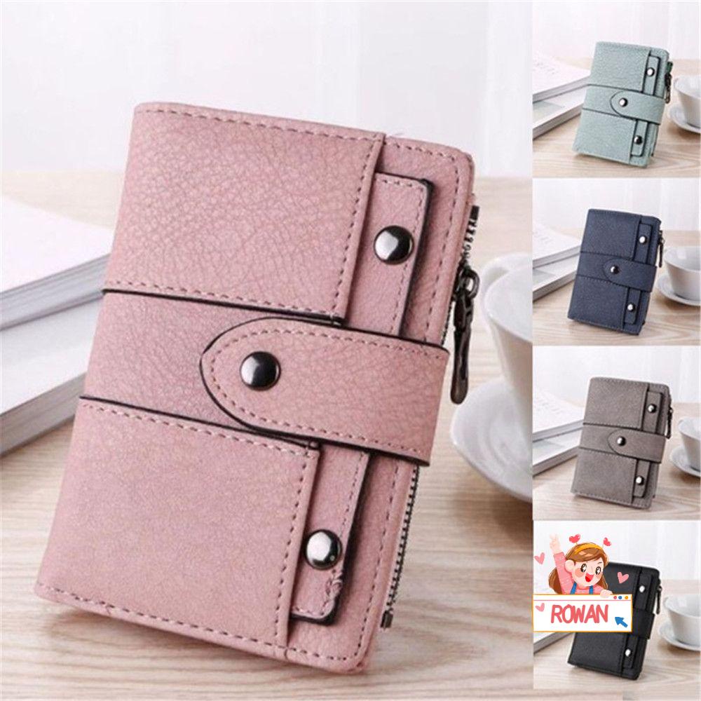 ROWANS Ví Gấp Mini Đính Đinh Tán Có Khóa Kéo Thời Trang Dành Cho Nữ