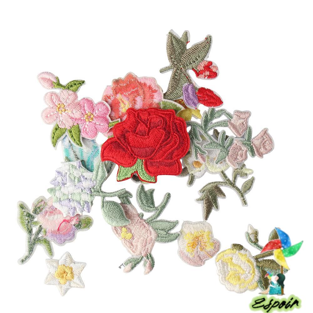 ESPO Bộ 15 Hình Dán Ủi Trang Trí Quần Jean Hình Hoa Mini 15 Kiểu