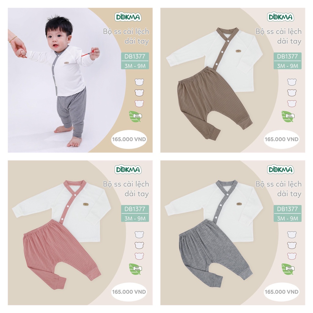 Bộ cài lệch dài tay Modal Dokma DB1377 3-9M(5-9kg)