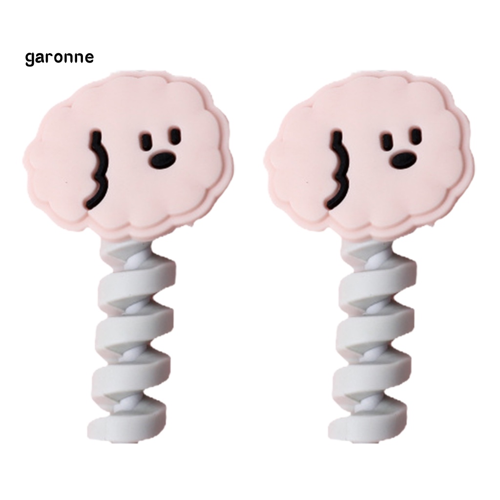 Set 2 Phụ Kiện Bảo Vệ Dây Cáp Sạc USB Hình Gấu Hoạt Hình Dễ Thương