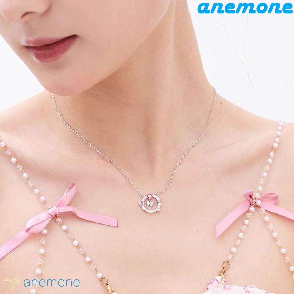 ANEMONE Vòng Cổ Choker Bằng Hợp Kim Mặt Trái Tim Màu Hồng Thời Trang Dành Cho Nữ Y2K
