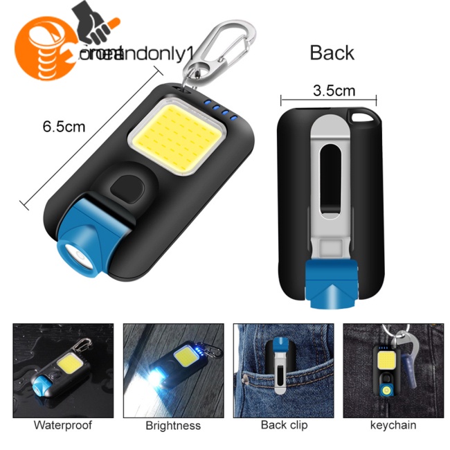 Đèn Led Cob Khẩn Cấp Mini Đa Năng Kèm Móc Khóa Có Thể Sạc Lại Bằng Cổng Usb Tiện Dụng