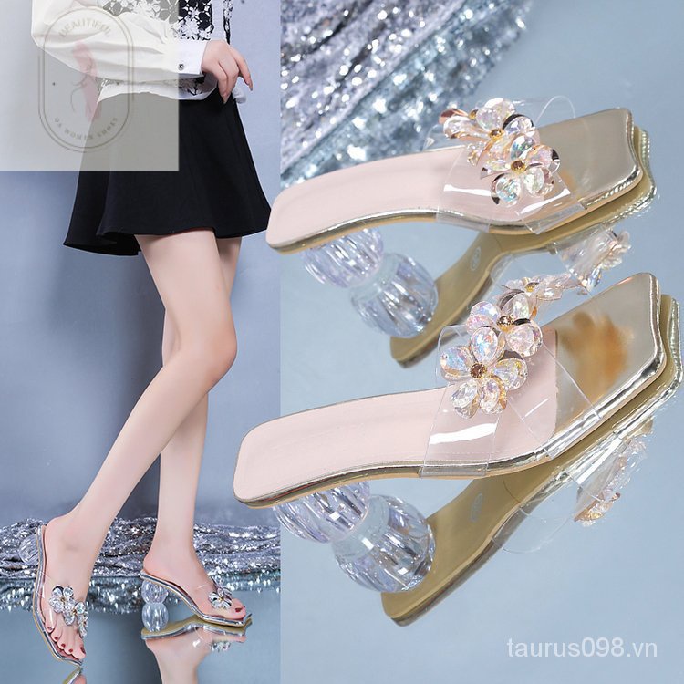Sandal Cao Gót 6-8cm Chất Liệu Cao Su PU Phong Cách Thời Trang Mới 2023