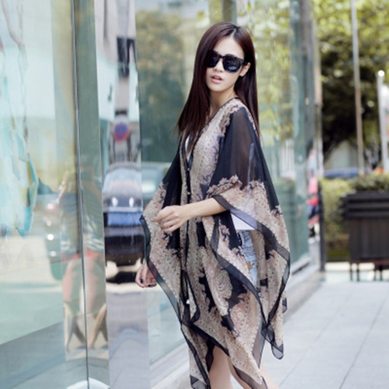 Fancysip Áo Khoác Voan Chống Nắng Đi Biển Mùa Hè Đa Năng Hình Hoa Thời Trang Cho Nữ