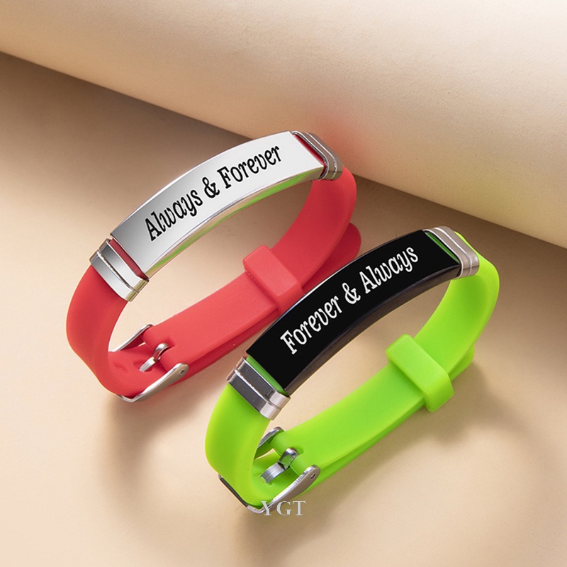 Ygt 1 Cặp Vòng Tay Silicone Thép Không Gỉ In Chữ Ker King His Queen Cho Cặp Đôi