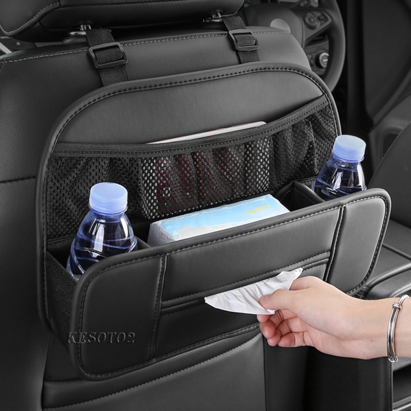 【COD】Túi Da PU Đựng Đồ Ăn Vặt / Điện Thoại Dạng Lưới Tự Động Chống Thấm Nước Có Móc Treo Cho Ghế Sau Xe Hơi