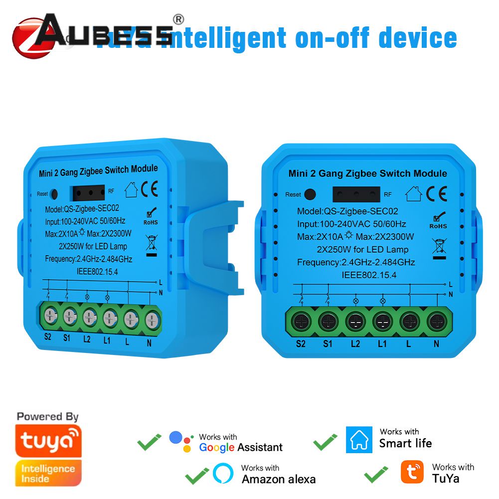 Mô-đun công tắc thông minh Aubess Tuya Wifi/zigbee có dây trung tính Yêu cầu Nhà thông minh mini Công tắc đèn tự làm hoạt động với Alexa Google Home