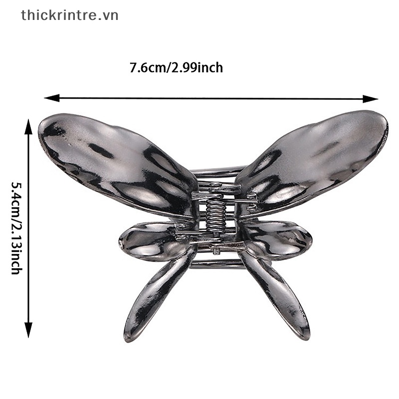 Kẹp Tóc Kim Loại Hình Bướm Rỗng Phong Cách Punk Đơn Giản Cho Nữ