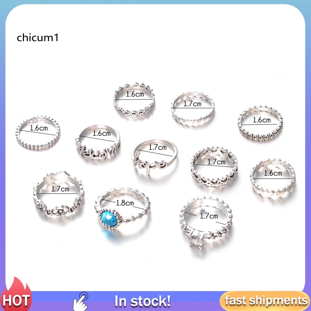 Set 11 Nhẫn Đeo Khớp Ngón Tay Kiểu Dáng Đa Dạng