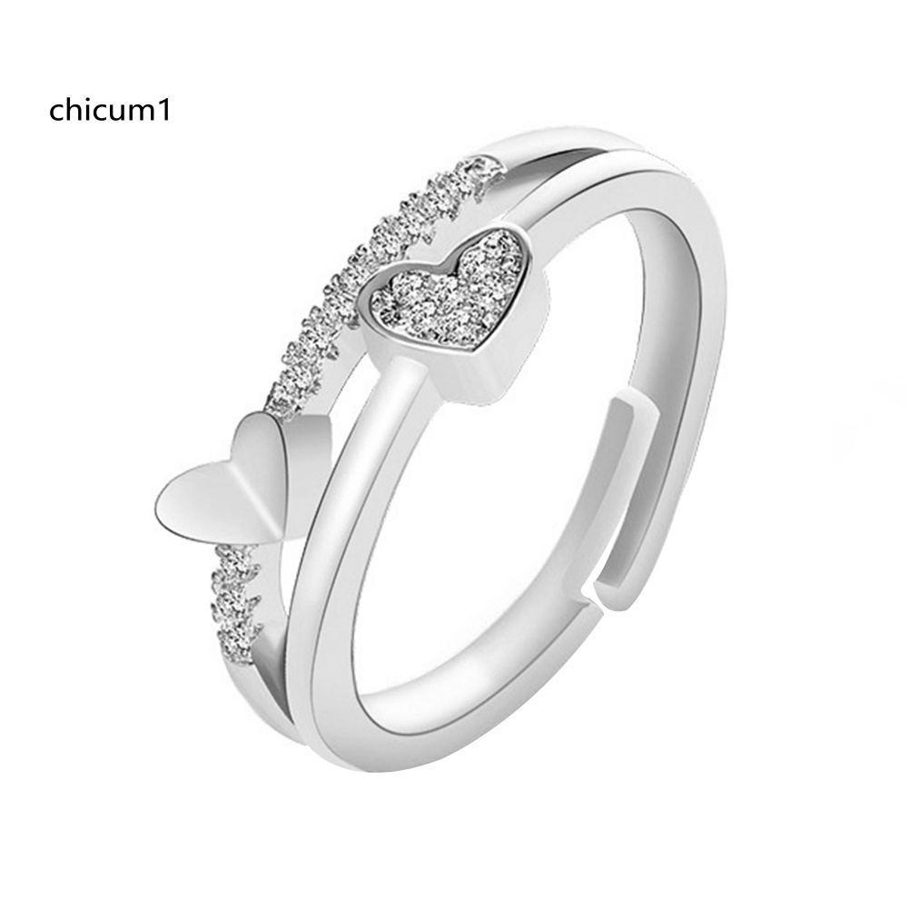 Nhẫn Hở Hình Trái Tim Đính Đá Thời Trang Cho Nữ