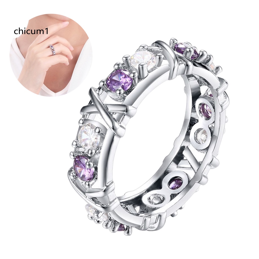 Nhẫn Đeo Tay Hai Tông Màu Đính Đá Zircon Giả Lấp Lánh Cho Nữ
