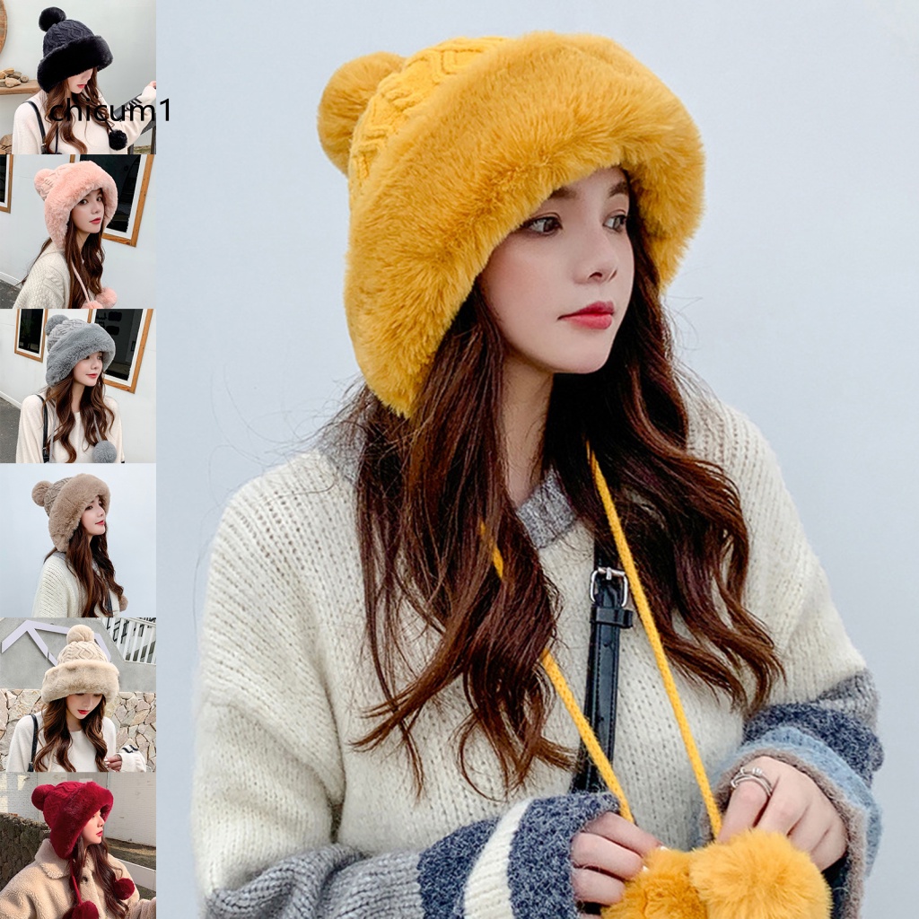 Mũ Dệt Kim Dày Dặn Màu Sắc Tinh Khiết Thời Trang Thu Đông Cho Nữ