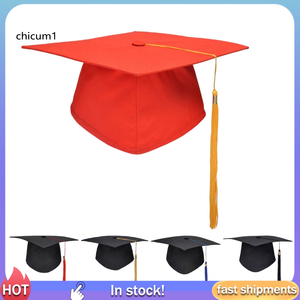 Mũ Mortarboard CC Thiết Kế Cổ Điển Phối Tua Rua Thoáng Khí Thoải Mái Trang Trí Lễ Tốt Nghiệp