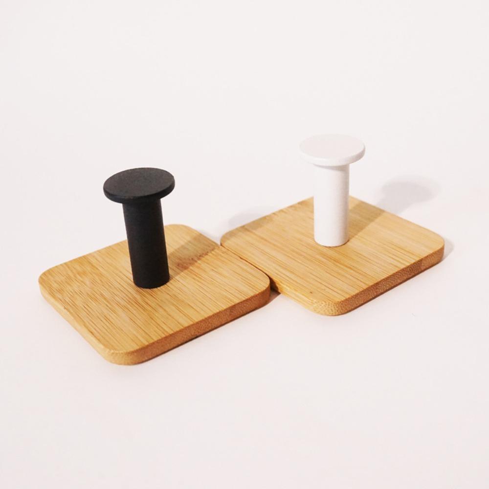 KRNY Set 4 Móc Treo Áo Choàng Bằng Tre Hình Vuông Màu Đen Có Thể Tái Sử Dụng Cho Phòng Tắm