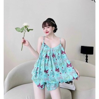 Set bộ đùi bigsize 57-65kg dập ly dễ thương vải lụa hàn mềm mại giao hình ngẫu nhiên tương tự màu chọn đồ bộ mặc nhà