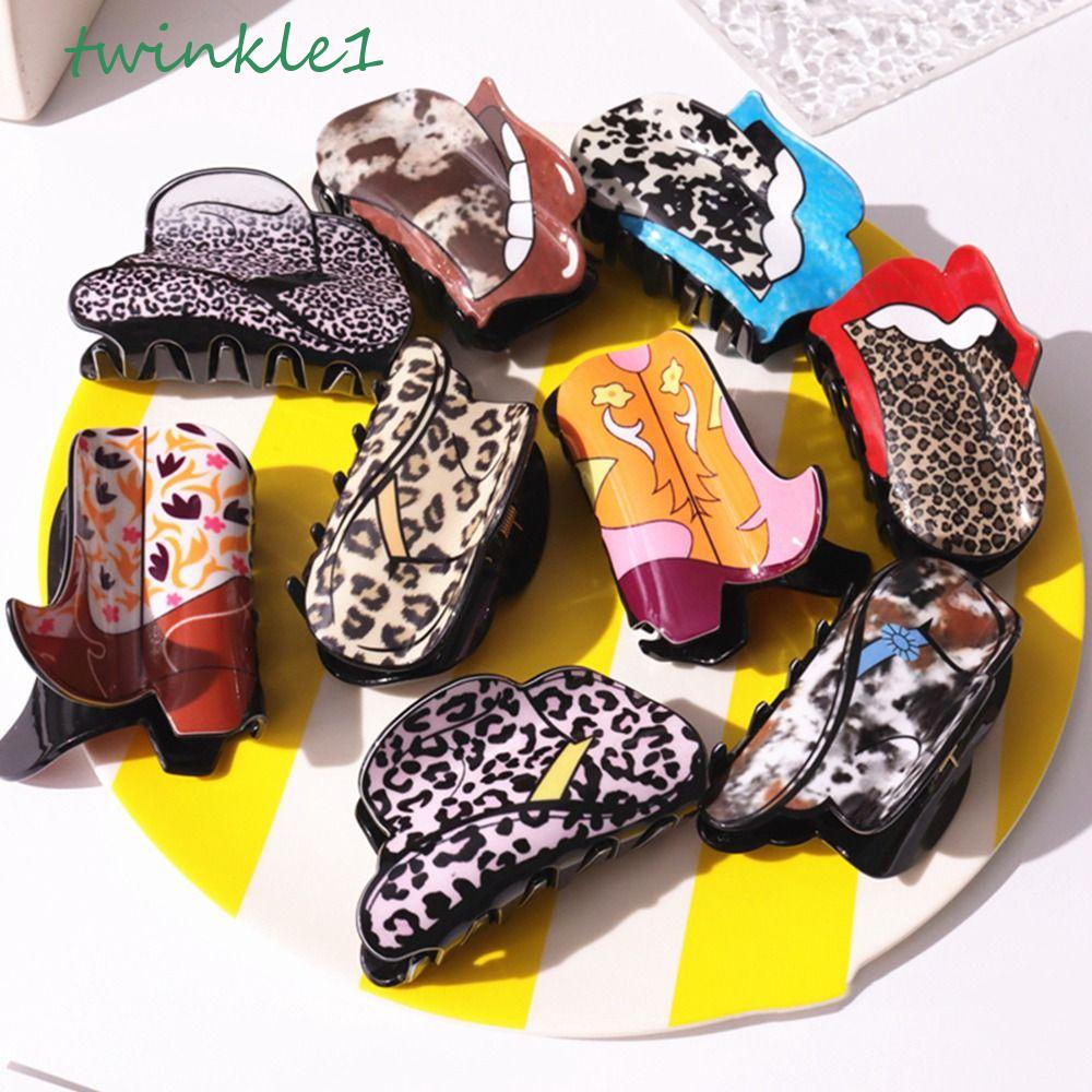 TWINKLE Kẹp Tóc Hình Giày Bốt Cao Bồi / Hoa / Da Báo Dễ Thương Sáng Tạo Cho Nữ