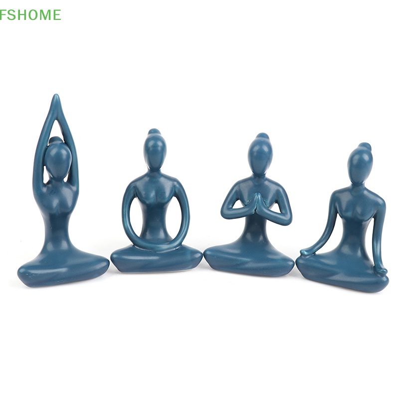 Tượng Tập Yoga Thiền 8 Kiểu Bằng Sứ Dùng Trang Trí