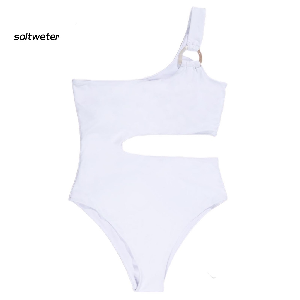 Bộ Đồ Bơi Một Mảnh Hở Vai Màu Trơn Thời Trang Dành Cho Nữ