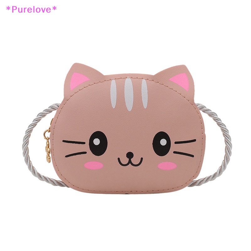 Túi Đeo Chéo Mini Có Khóa Kéo In Hình Mèo Dễ Thương Thời Trang Mùa Hè Cho Bé Trai Và Gái Mới