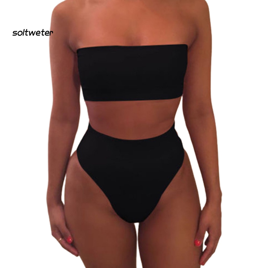 Bộ Bikini 2 Mảnh Không Dây Lưng Cao Màu Sắc Thời Trang Mùa Hè Cho Nữ