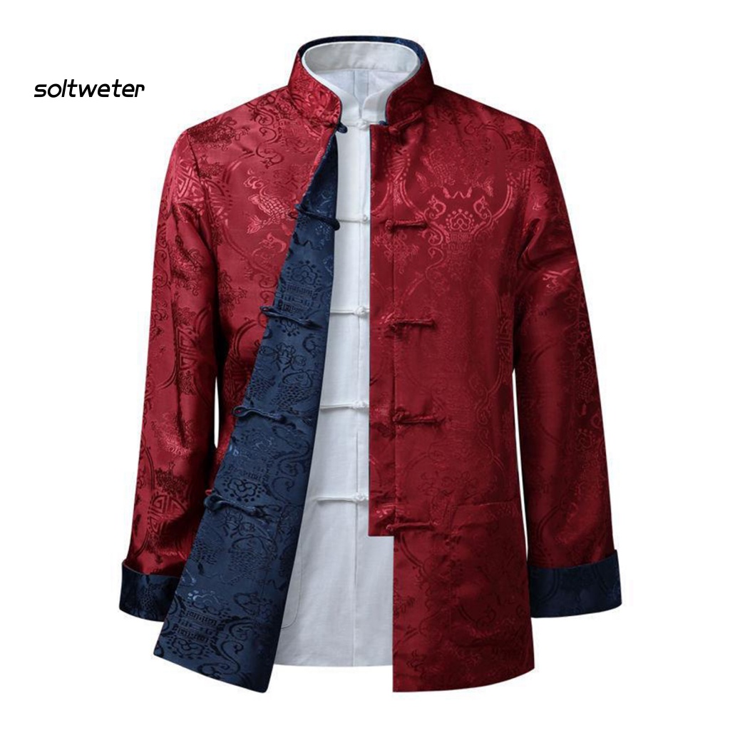 St Tang Áo Khoác Truyền Thống Trung Hoa Cổ Đứng Tay Dài Có Thể Đảo Ngược Giữ Ấm Mặc Hàng Ngày Phong Cách Trung Hoa Cổ Điển