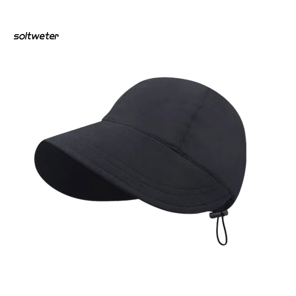 Nón Rộng Vành Che Nắng Mùa Hè Thoáng Khí Có Dây Rút Màu Sắc Trơn Cho Nữ