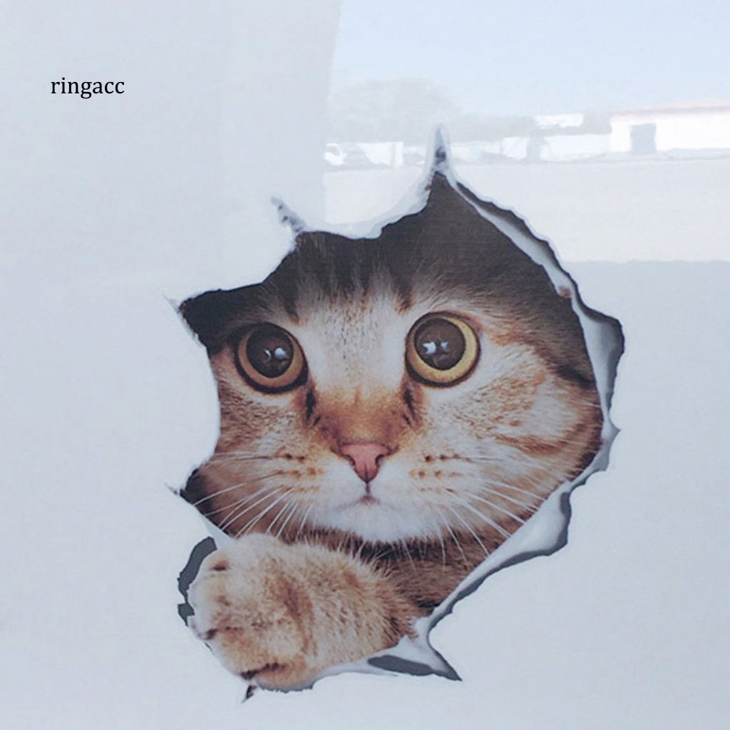 Sticker Dán Xe Hơi Tạo Hiệu Ứng 3D Chống Nước Không Phai Hình Mèo Dễ Thương