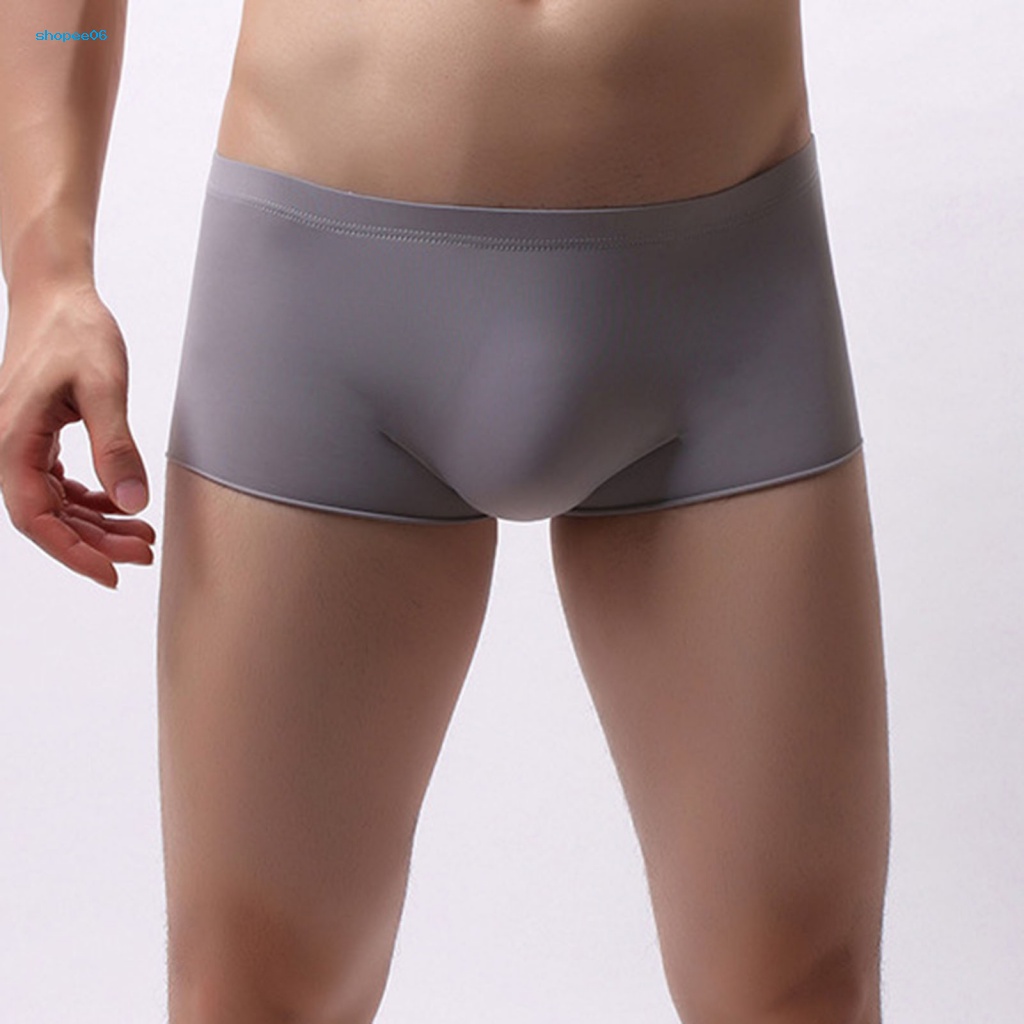 Quần Lót Boxer Lụa Lạnh Siêu Mỏng Không Đường May Chữ U Lồi Cho Nam