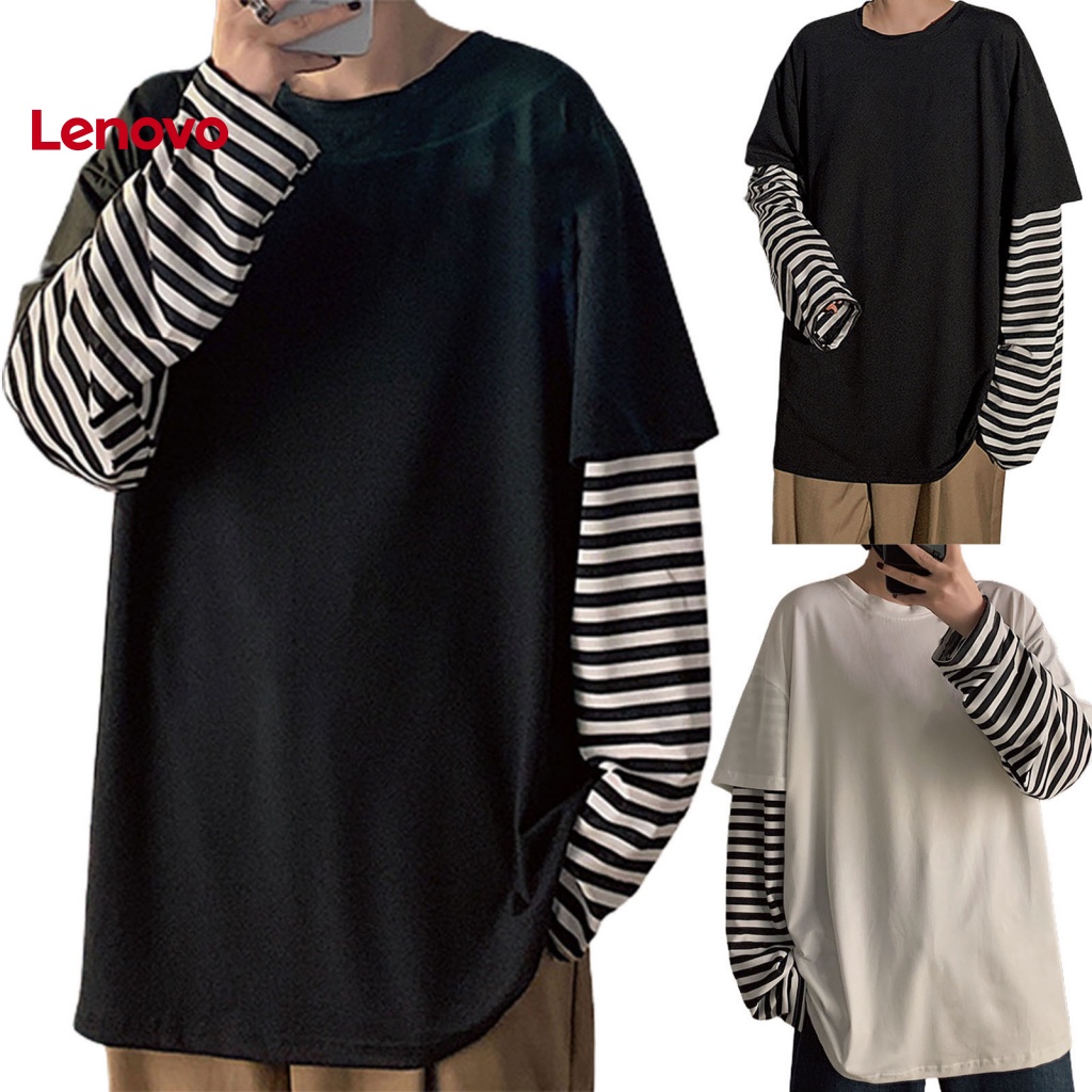 Áo Thun Cổ Tròn Giả Hai Lớp Họa Tiết Hoa Hướng Dương Thời Trang Mùa Thu Cho Nam