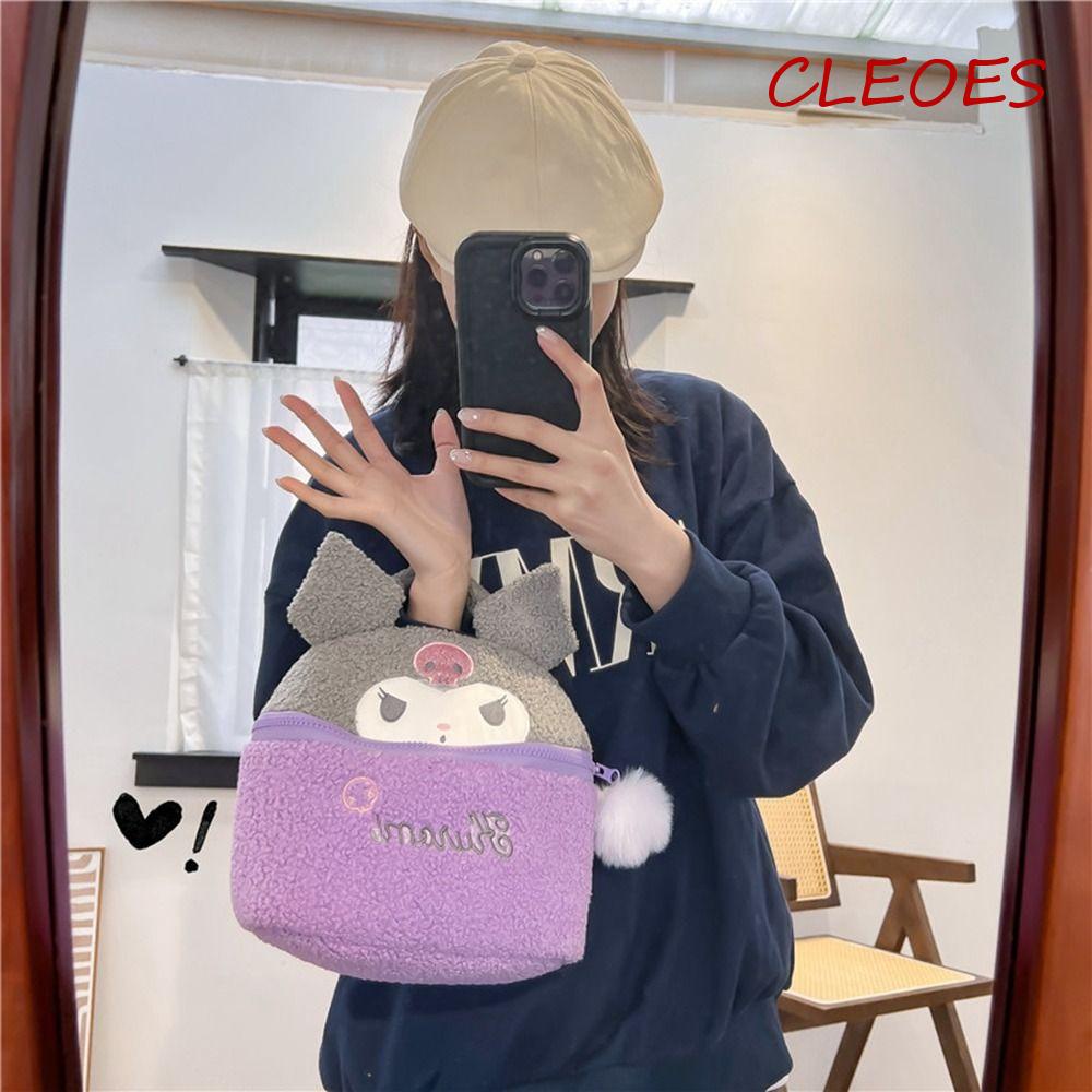 CLEOES Túi Đựng Mỹ Phẩm Xách Tay Sức Chứa Lớn Bằng Vải Họa Tiết Gấu Và Dâu Tây Hoạt Hình Dễ Thương Dùng