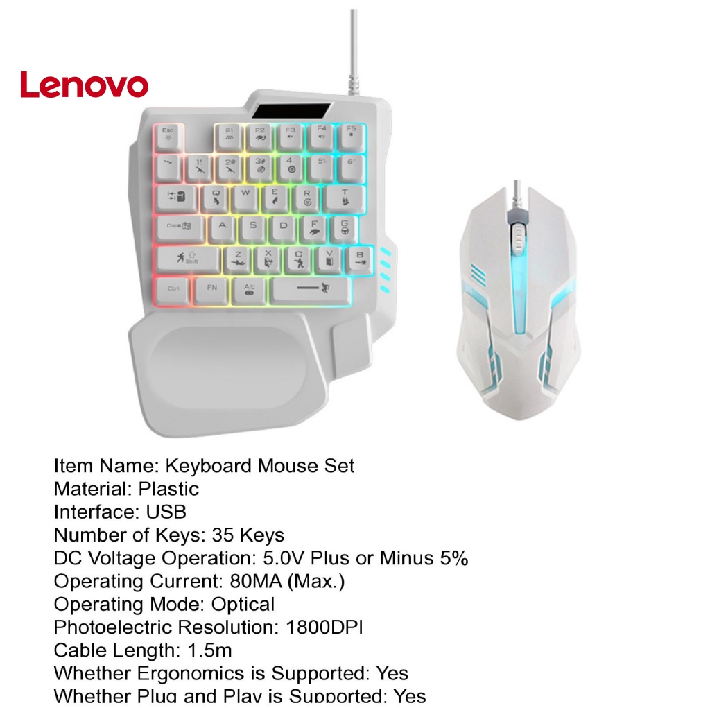 1 Bộ Bàn Phím Và Chuột 35 Phím RGB Giao Diện USB Thiết Kế Nhỏ Gọn Tiện Dụng