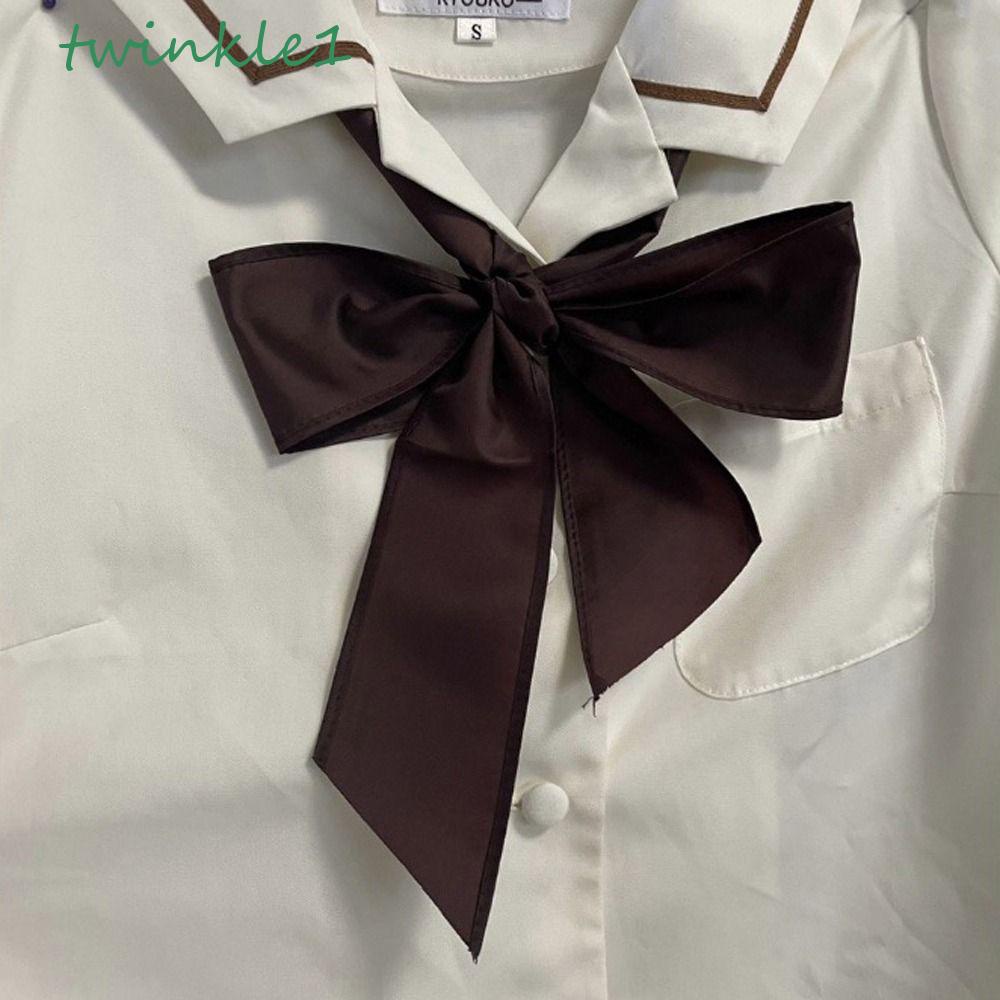 TWINKLE Khăn Choàng Cổ Vải Lụa Satin Mềm Mại Màu Trơn Thắt Nơ Phong Cách Vintage Thanh Lịch Cho Nữ