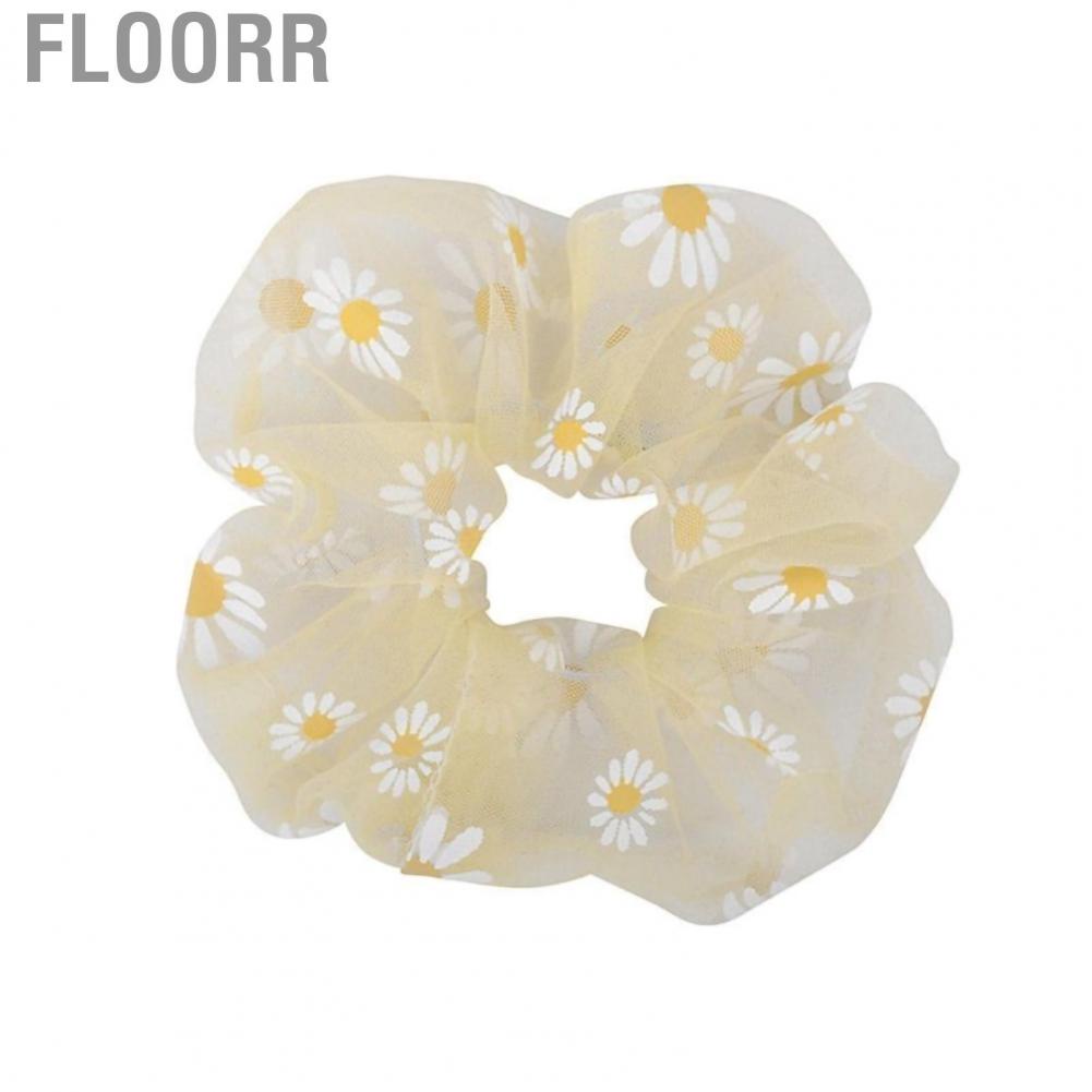 Floorr Hair Scrunchies Elastic Soft Gauze Daisy Pattern Large Intestine Bands Accessories