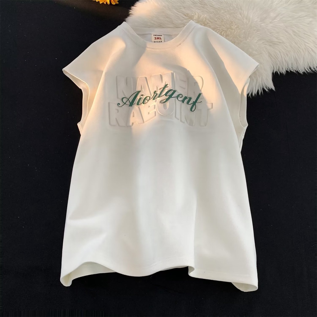 Áo Thun Da Lộn Tay Lửng Dáng Rộng Phong Cách Retro Đường Phố Mỹ Thời Trang Mùa Hè Dành Cho Nam