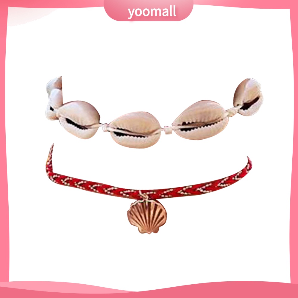 Set 2 Lắc Chân Đính Vỏ Sò Thời Trang Đi Biển Mùa Hè Cho Nữ