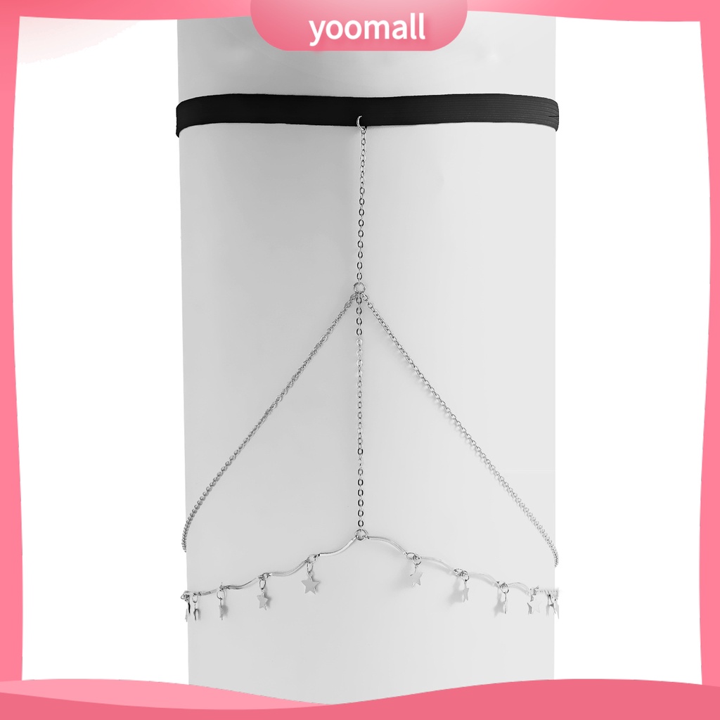 [YM] Dây Xích Cơ Thể Nhiều Lớp Tua Rua Bắt Mắt Hình Học Có Thể Điều Chỉnh Trang Trí Đầm Quyến Rũ Cho Nữ Dây Xích Đeo Đùi Dùng Đi Biển Tiện Dụng