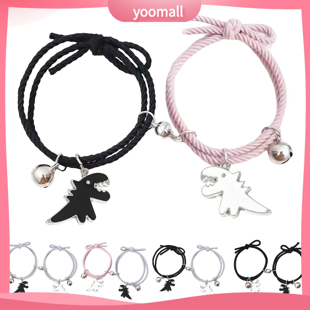[YM] Set 2 Vòng Tay Dây Bện Thủ Công Hình Khủng Long Đàn Hồi Trang Trí Có Thể Điều Chỉnh Trang Sức ic