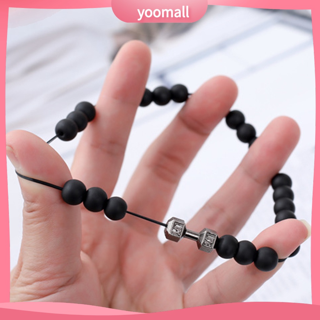 Vòng Tay Chuỗi Hạt Đá Tròn Co Giãn Phong Cách Vintage Cho Nam