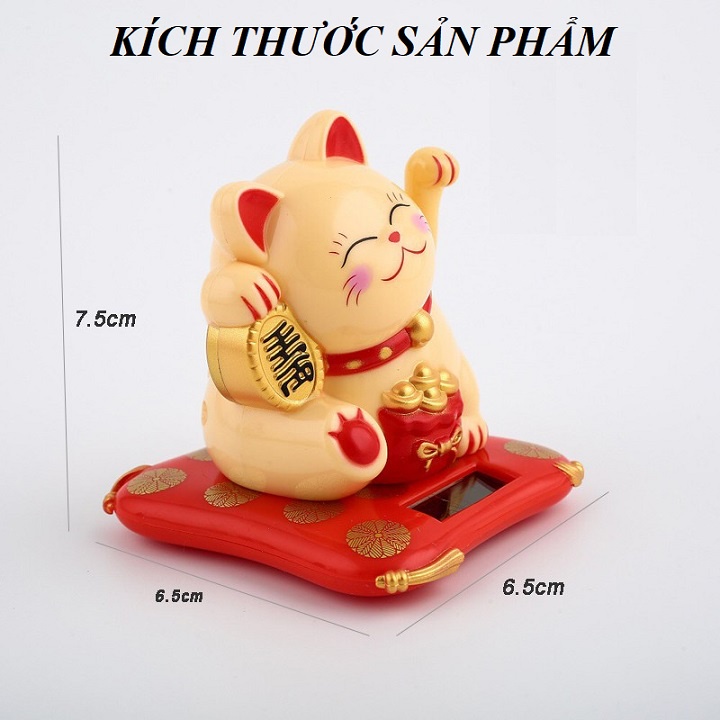 Mèo thần tài may mắn vẫy tay chạy bằng năng lượng mặt trời