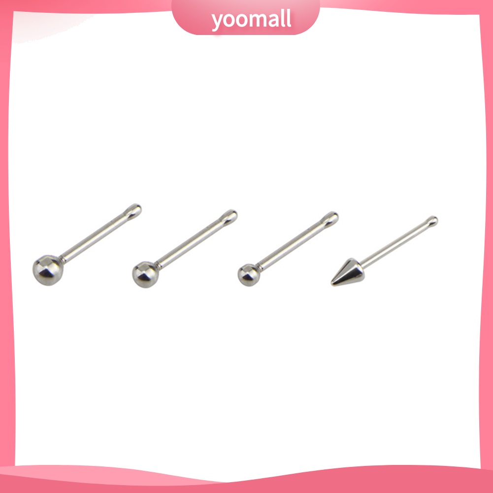 Set 14 Khuyên Mũi Thép Không Gỉ Đính Đá Nhân Tạo Thời Trang