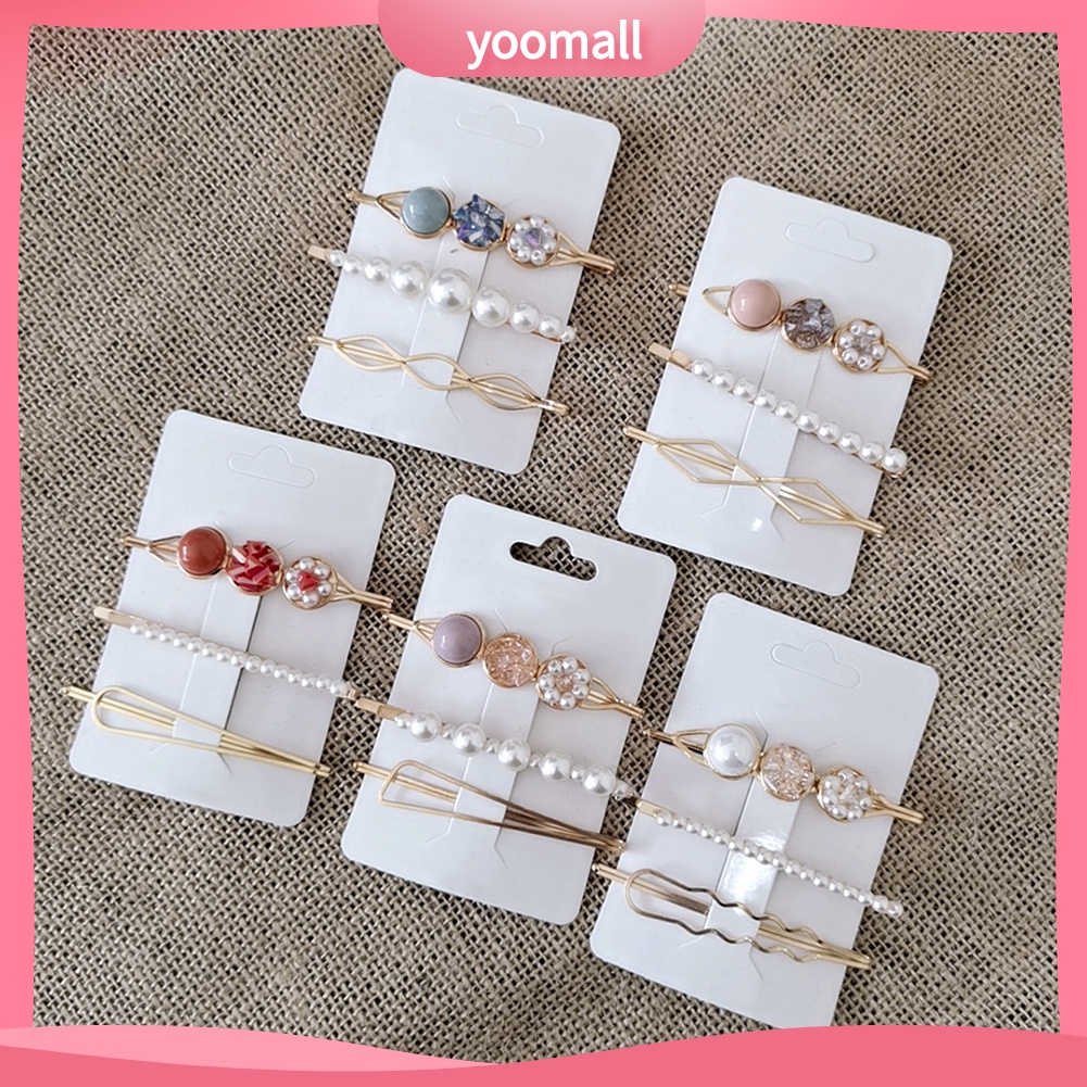 Set 3 Kẹp Tóc Đính Ngọc Trai Giả Thời Trang Cho Nữ